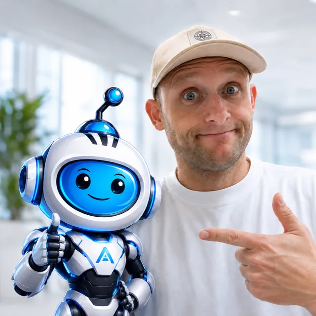 Marco Dworschak mit der alanda-Figur
